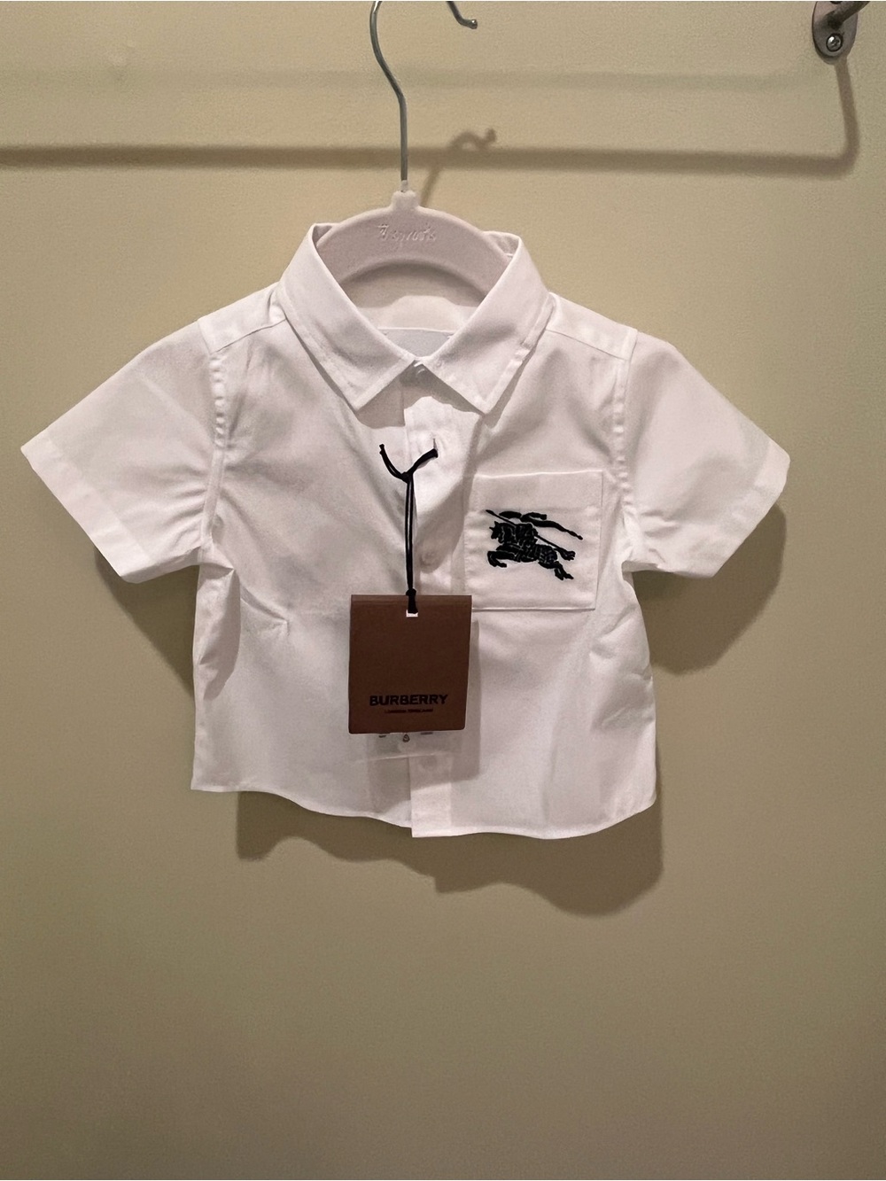 Burberry Baby White Short-Sleeve Logo Pocket Shirt - 6 Months